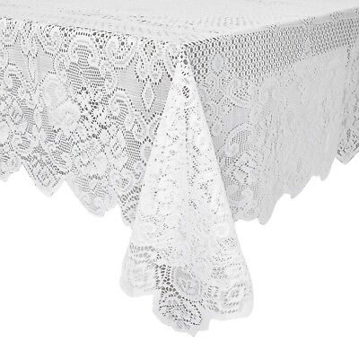 White Lace Tablecloth for Rectangular Tables Vintage Style for Wedding 60x97quot; $15.99