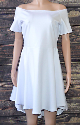#ad Sarin Mathews Women#x27;s Off Shoulder High Low Cocktail White Skater Dress Size XL $17.99