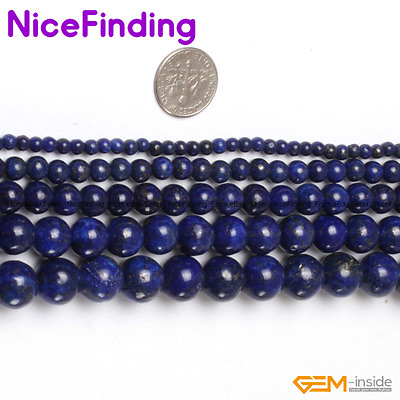 Blue Smooth Lapis Lazuli Gemstone Round Beads For Jewelry Making Strand 15quot; DIY $4.09
