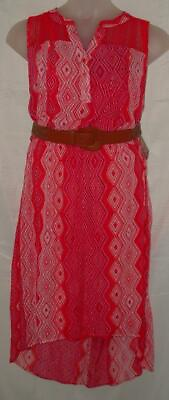#ad NEW NWT Choose Blue or Pink Plus 2X 18 20 Sleeveless High Low Belted Sun Dress $10.00