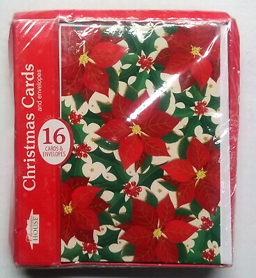Red #x27;Holly Berries#x27; 16 Holiday Cards with envelopes NEW $4.99