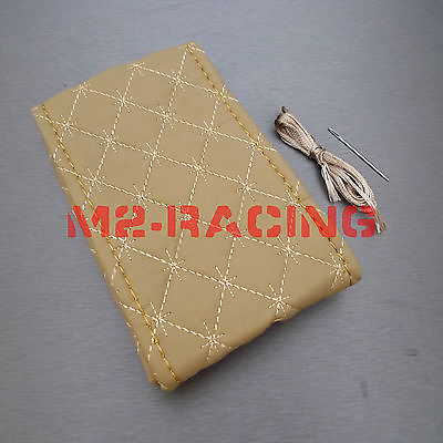 Beige PVC Quilted Leather Steering Wheel Cover With Needle Thread DIY SIZE M #KX $9.99