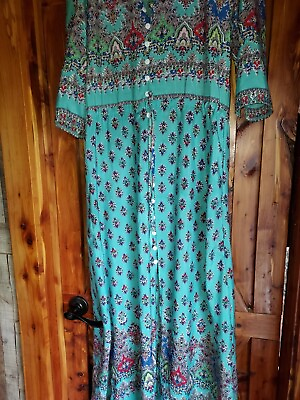 #ad Womens Boho Dress Turquiose Geometrical Pattern dress size Medium $16.00