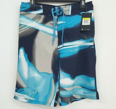 #ad NIKE Blue Grey Geometric Print Volley Trunks Men#x27;s Swimwear NWT $66 Choose Size $24.74