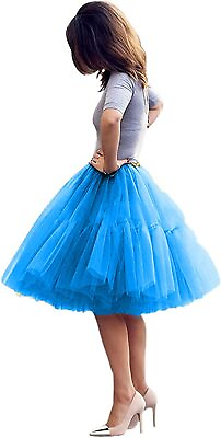 #ad Elegant Tulle Skirt Women#x27;s Midi Tutu Skirts Fluffy A Line Party Prom Underskirt $15.59