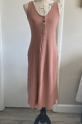 #ad Faherty Cliffside Midi Tank Dress size XS in Cedar Wood Linen Cotton Sundress $35.00