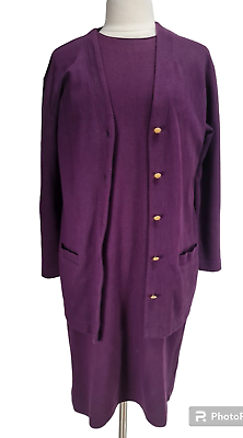 #ad Talbots Womens Two Pieces Skirt Sets Size S Deep Purple Knit Mini Dress E7P $28.79
