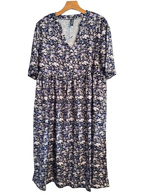 #ad Noracora Dress Size XXL Blue Multi Long Women Dress Floral. NWOT $18.89