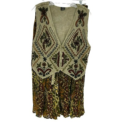 #ad #ad Sacred Threads Skirt Set Womens One Size Bohemian Cottagecore Vest Skirt Green $29.99