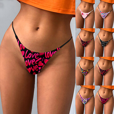 Silky Bikini Panties for Women Valentines Day Sexy Thong Panties Womens Low Rise $8.64