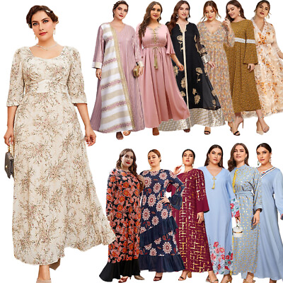 #ad Women Plus Size Maxi Dresses Autumn Muslim Turkish Elegant Evening Cocktail Robe $33.83