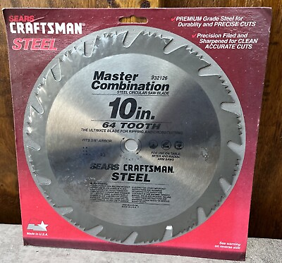 #ad New Sears Craftsman 10quot; 64 Tooth Saw Blade 9 32426 USA $17.95
