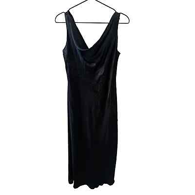 #ad Vintage Jones New York Evening Womens Sz 12 Black Maxi Dress Beaded Scoop Neck $25.00