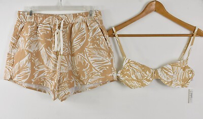 #ad NWT MADEWELL Palm Leaves Second Wave Underwire Bikini Top amp; Board Shorts Set M $24.99