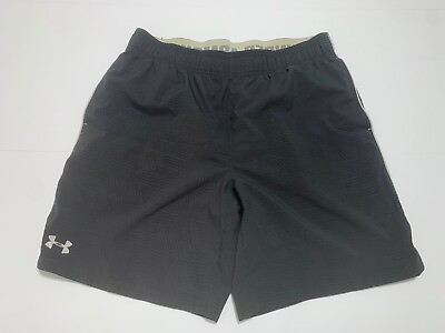 MENS STRETCHY BLACK UNDER ARMOUR ATHLETIC SHORTS SIZE L $17.95