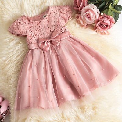 #ad Girls Dress for Flower Lace Vestidos Wedding Party Kids Dresses for Girls Pearls $21.43