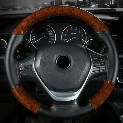 Peach Wood Car Steering Wheel DIY Cover With Needles And Thread Auto Accessories $17.43