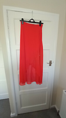 #ad Famp;F Orange Long Maxi Floaty Beach Cover Up Skirt UK Size 8 GBP 5.99