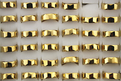 #ad 35pcs Wholesale Jewelry Lots Gold Plated Stainless Steel Party Men#x27;s Rings $24.24