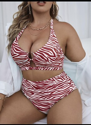 #ad Plus Size Cute Bikini Beachwear Fun Print 2XL $17.00