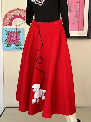 Theatrical Costume Poodle Skirt red Felt Circle medium retro 50s kitsch Puppy $25.00