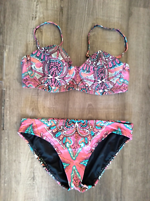 #ad NEW Juicy Couture Underwire Demi Boho Paisley Swimsuit Bikini Small S ASOS $39.96