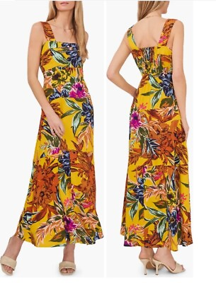 #ad #ad Vince Camuto Women#x27;s Size Small Yellow Floral Tropical Sleeveless Maxi Dress New $38.00