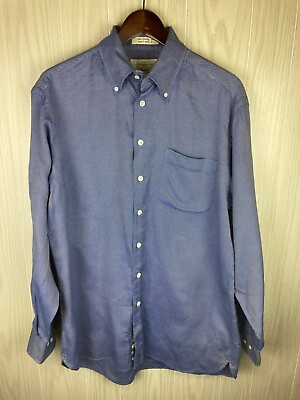 John W. Nordstrom Men#x27;s Blue Casual Cotton Dress Shirt 15.5 L $17.95