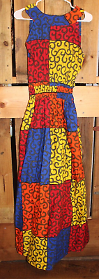 Rainbow Vintage Long Women#x27;s Small NO SIZE Dress w pockets $21.00