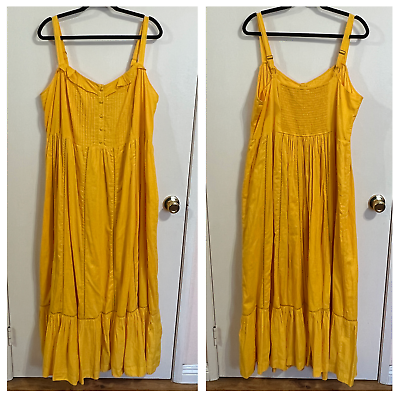 NWOT Anthropologie Maeve Arcadia in Marigolds Yellow Maxi Dress Size 22W Cotton $69.99