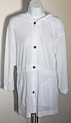#ad Pacific Beach White Hooded Beach Cover Up Size L $21.99