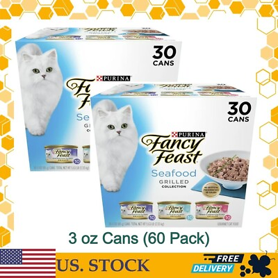Fancy Feast Gravy Wet Cat Food Seafood Grilled Variety Pack 3 oz Cans 60 Pack $45.02