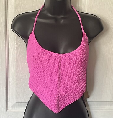 SKIMS Crochet Swim Hankerchief Bikini Top Women 3X Taffy Pink SW HLT 2810 NWT $22.98
