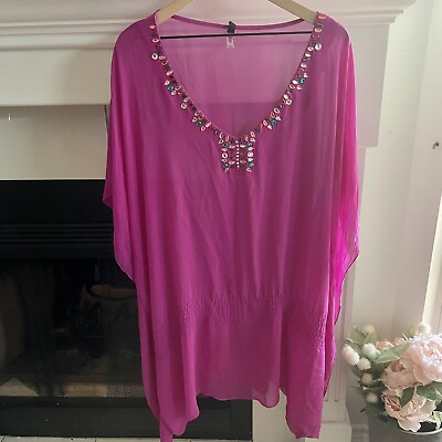 #ad Victoria’s Secret Purple Jeweled Beach Swimsuit Coverup Size M L $18.00