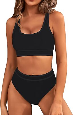 #ad BMJL Women#x27;s High Waisted Bikini Sets Sporty Two Piece Swimsuits Color Block Che $89.40