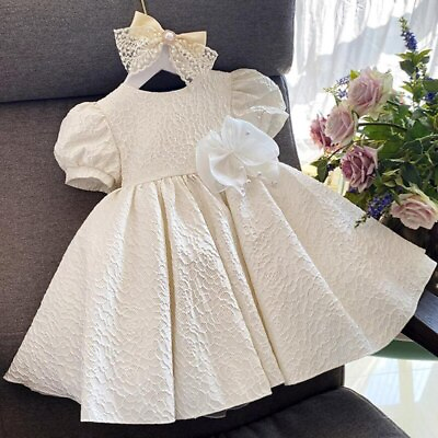 #ad Children White Princess Ball Gown Cute Short Sleeve Party Dress for Baby Girls $66.48