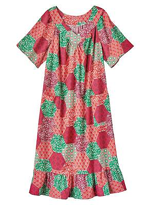 AmeriMark Casual Print Sun Dress House Dress Lounger Short Sleeves with Pockets $26.99