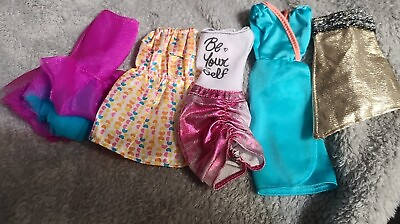 #ad Lot of 5 Colorful Barbie Items 2 Skirts 3 Cute Dresses $15.00