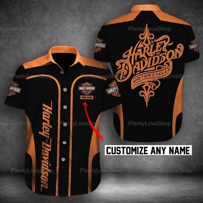 SALE Harley Davidson Orange Hawaiian 3D All Size S 5XL Unisex $30.31