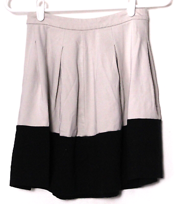#ad EXPRESS SKIRT ladies size 0 light beige black stripe sturdy knit pleated full $14.99