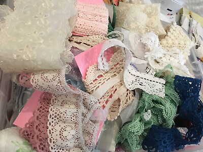 Vintage 15 snippets Lace Crochet Trim Embroidery ribbonfabric forJunk journal $4.00