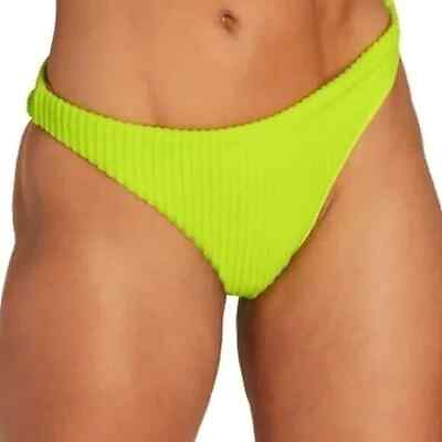 #ad Andie Swim Womens Small Bikini Bottom Cheeky Ribbed Terry Yellow Neon Swimsuit $26.95