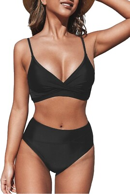 #ad CUPSHE Bikini Set for Women Twist Front Two Piece Swimsuit Bathing Suit Size: L GBP 12.95