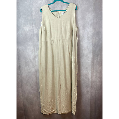 #ad Plaza South Woman Maxi Dress Womens 22W 100% Linen Beige Lagenlook Beach Modest $29.99