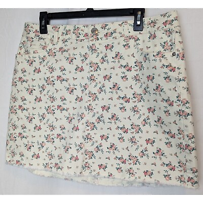 #ad Wild Fable Women#x27;s Frayed Hem Cream Peach Floral Mini Pencil Skirt Size 16 $11.00