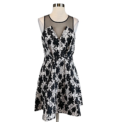 #ad BCBGeneration Women#x27;s Cocktail Dress Size 6 Black Floral Sleeveless Fit amp; Flare $59.99