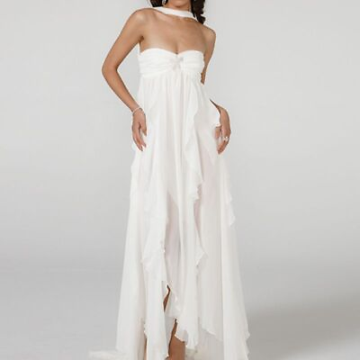 #ad Women Lightweight Long Dress Sleeveless Elegant Wedding Summer Beach Dress $107.79
