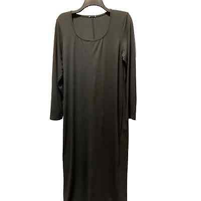 #ad Women#x27;s Basic Black Long Sleeve Dress Size Large Approx 53” Long $8.97