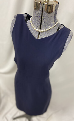 Talbots Dress Size Petite 8P Navy Blue Lined V Neck Sheath Dress Captivating $26.00