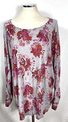 Sejour Sweater Womens 2X Floral Lightweight Nordstrom Plus Size $16.99